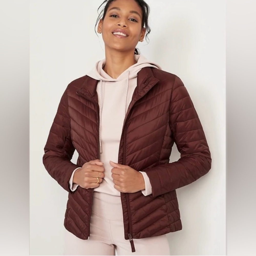 Old Navy Active Women Packable Puffer Jacket Burgandy Size XS